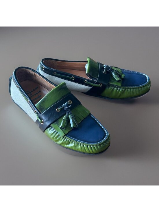 Barracuda Men\'s Sz EU 42 Slip On Leather Loafer Shoes Old Money Multicolor Italy main image 13